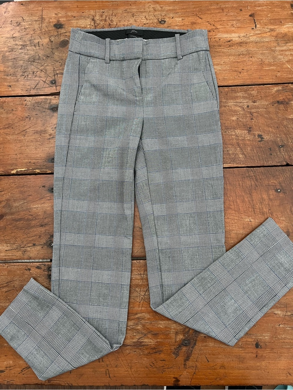 J. Crew Gray Glen Plaid Women’s Straight-Leg Pants - Size 00 (29.5” inseam)